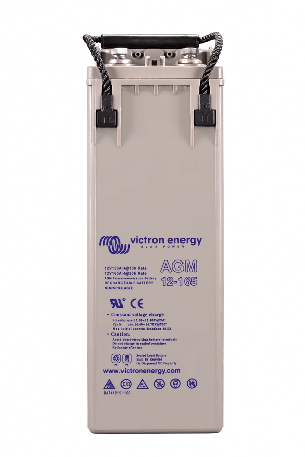 Bateria AGM Telecom 12 V 165 Ah od strony zacisków (front access)