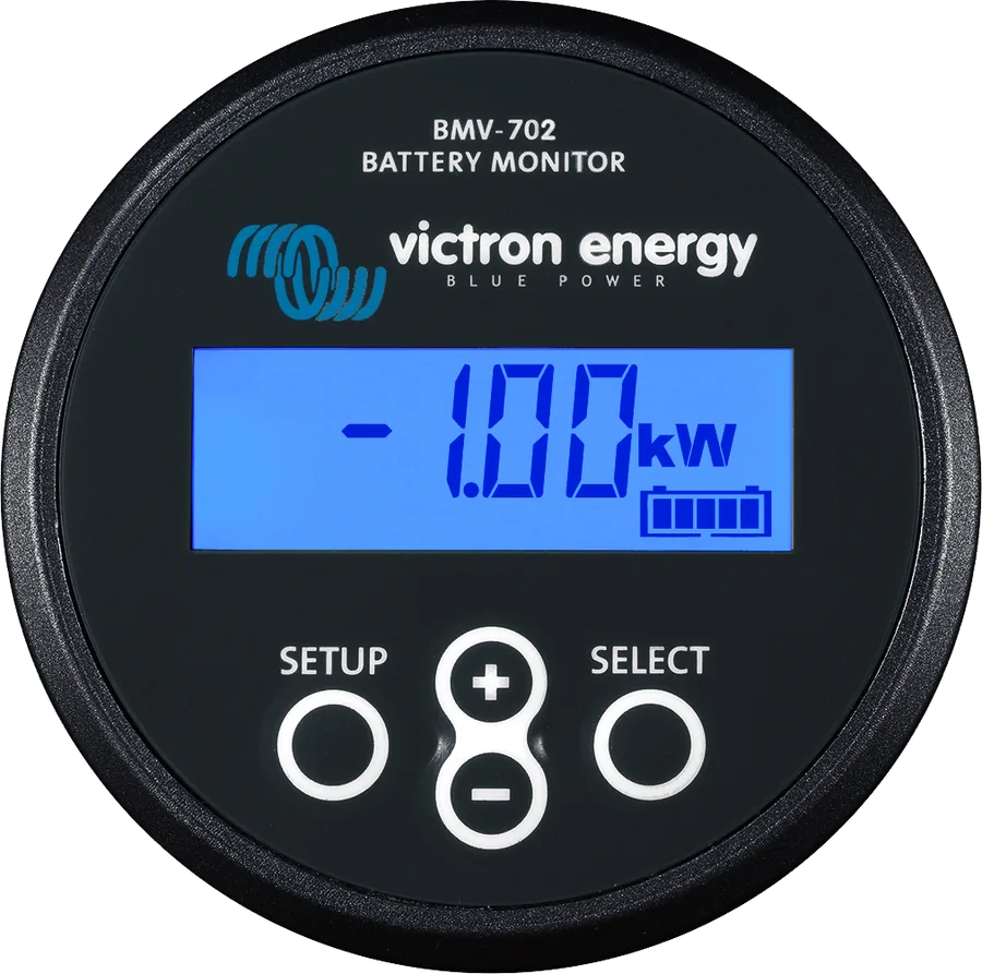 BMV-702 BLACK — wyświetlacz pokazuje moc −1,00 kW