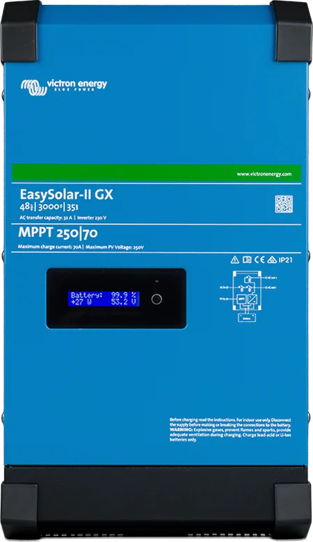 EasySolar-II GX — przód z wyświetlaczem GX