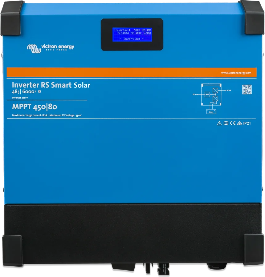 Inverter RS Smart Solar 48|6000 — przód z wyświetlaczem, zdjęcie producenta z oznaczeniem MPPT 450|80