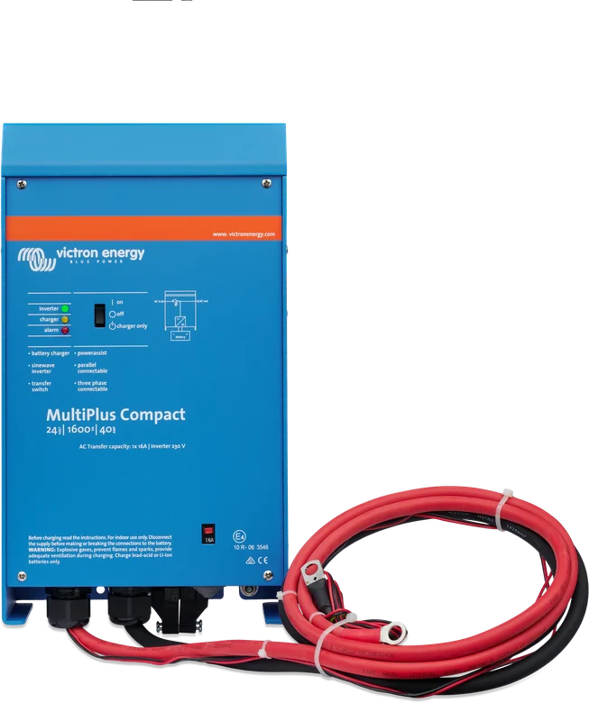MultiPlus Compact 24|1600|40 z dołączonymi przewodami baterii