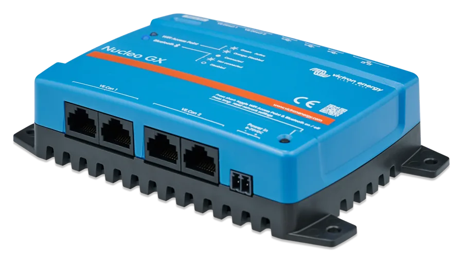 Nucleo GX at an angle — VE.Can sockets and power connector, mounting ears with holes