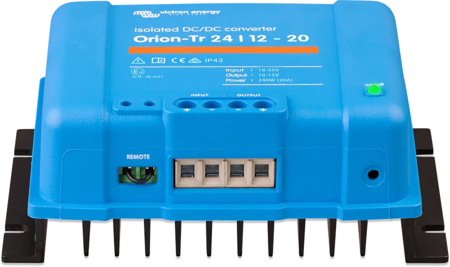Orion-Tr 24/12-20 izolowany od przodu — złącze remote, zaciski i dioda stanu