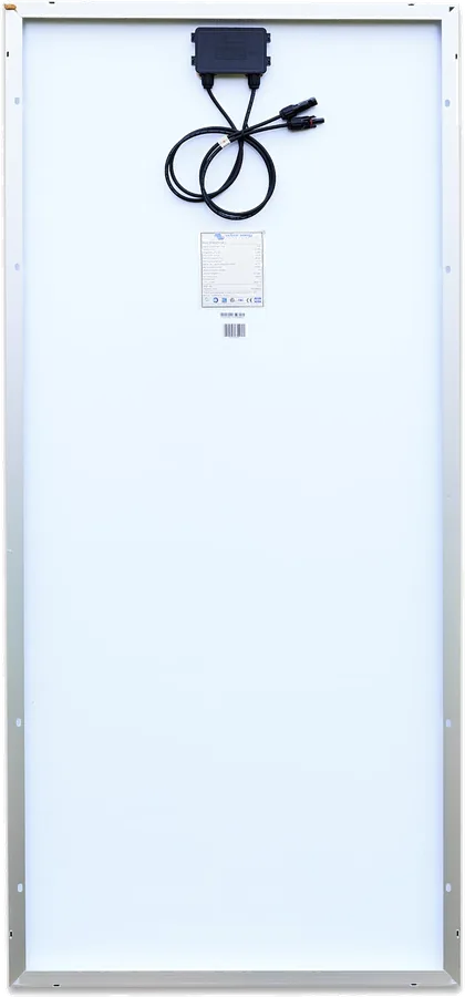 Panel BlueSolar 190 W od tyłu — puszka przyłączeniowa z przewodami