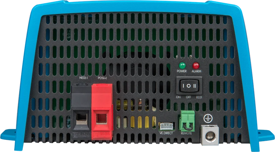 Phoenix Inverter 24|1200 VE.Direct — strona przyłączy z zaciskami baterii i portem VE.Direct