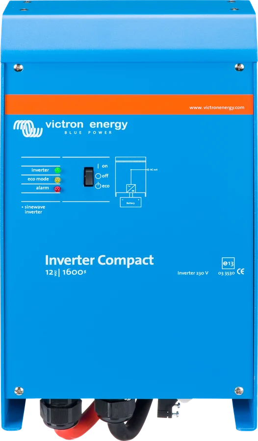 Phoenix Inverter Compact 12|1600 — z fabrycznymi przewodami baterii