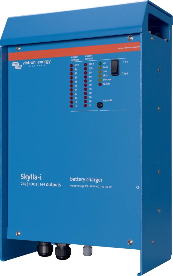 Skylla-i 24/100 (1+1) z prawej strony — obudowa aluminiowa z daszkiem i przepustami kablowymi od spodu