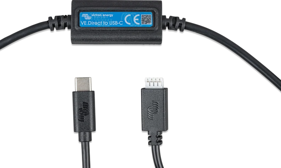 Interfejs VE.Direct–USB-C podłączony do urządzenia